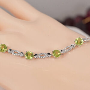 Elegant Natural Peridot Tennis Bracelet 925 Sterling 7"